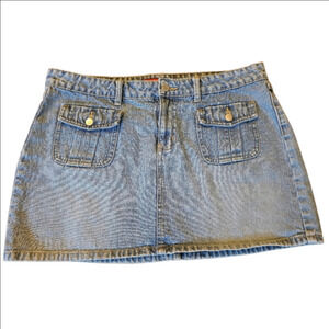 Bongo Let Me B 100% Cotton Light Wash Denim Mini Skirt Size 13
